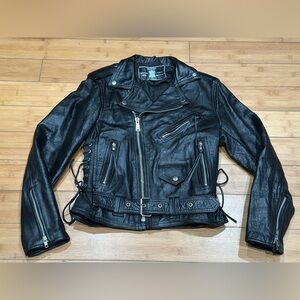Vintage 80’s Hi Spirit Canada Black Leather Motorcycle Jacket Men’s Size 36 EUC